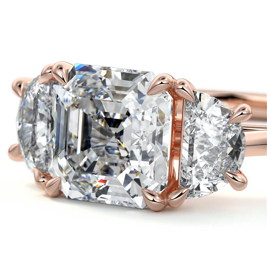 Sadie - Three Stone with Half-Moon Side Stones Setting RG