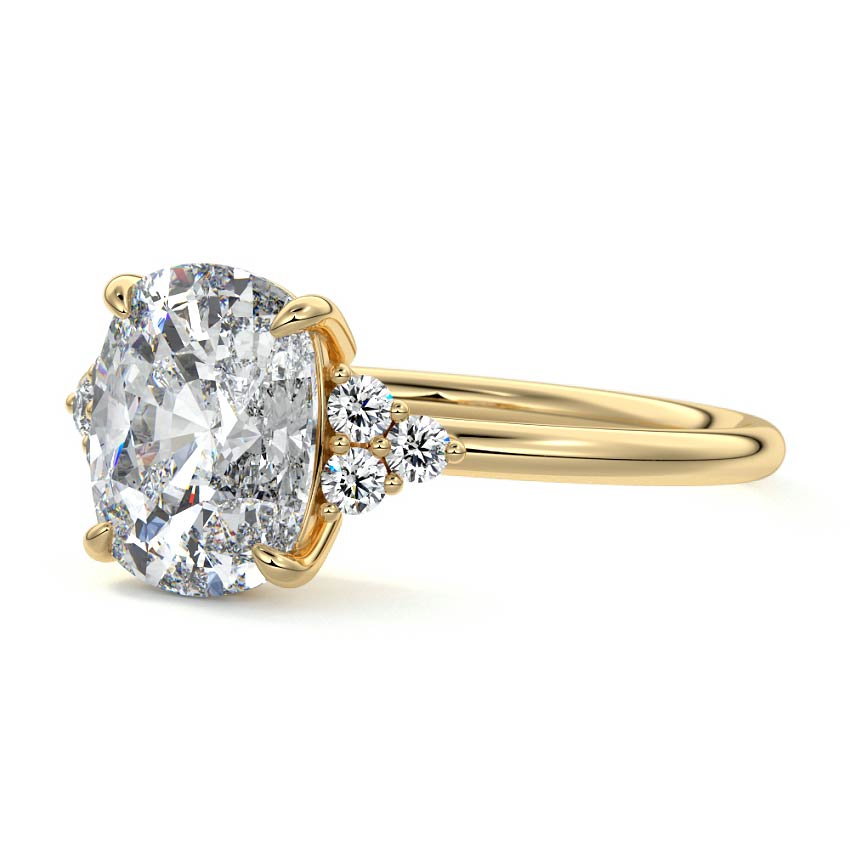 Jocasta - Three Stone Setting With Heart Shapes  YG