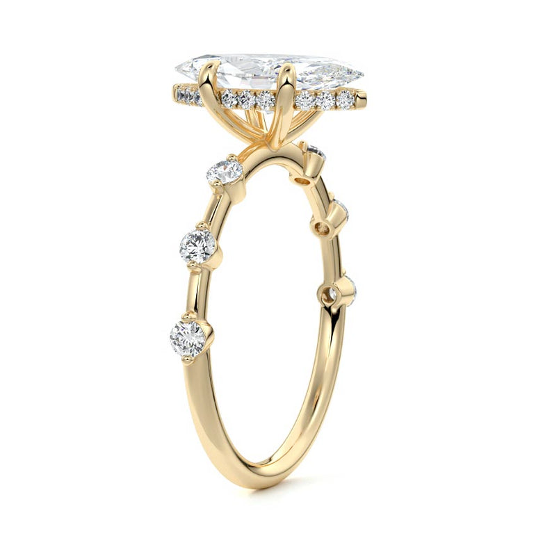 Juno - Six Diamond Sections Ring Setting YG