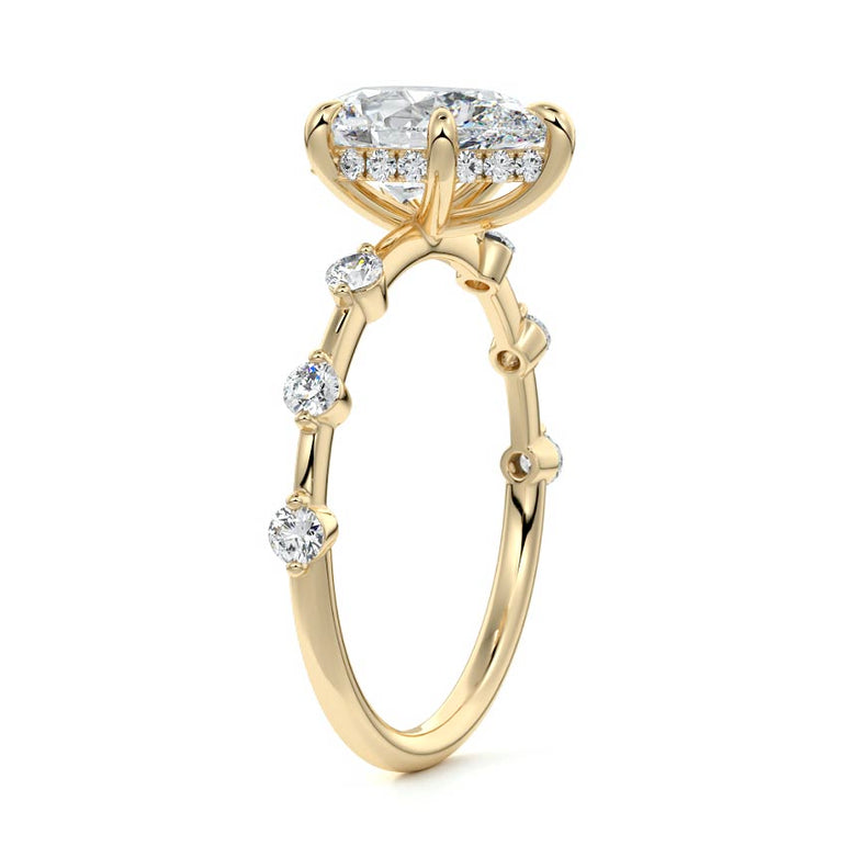 Juno - Six Diamond Sections Ring Setting YG