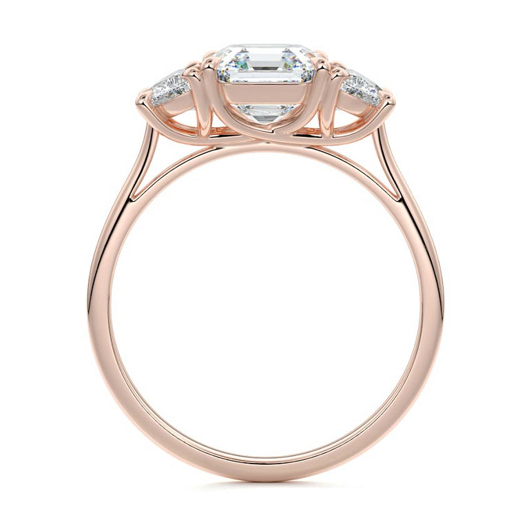 Sadie - Three Stone with Half-Moon Side Stones Setting RG