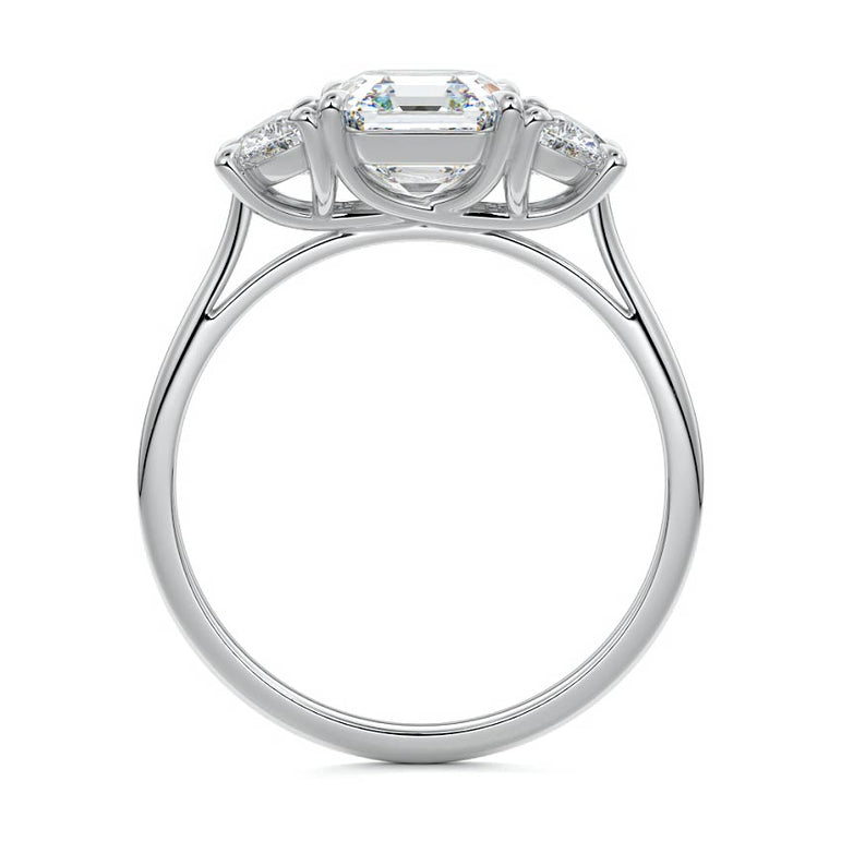 Sadie - Three Stone with Half-Moon Side Stones Setting WG