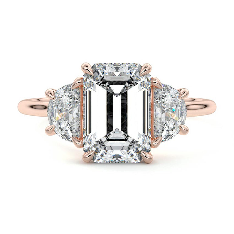 Sadie - Three Stone with Half-Moon Side Stones Setting RG