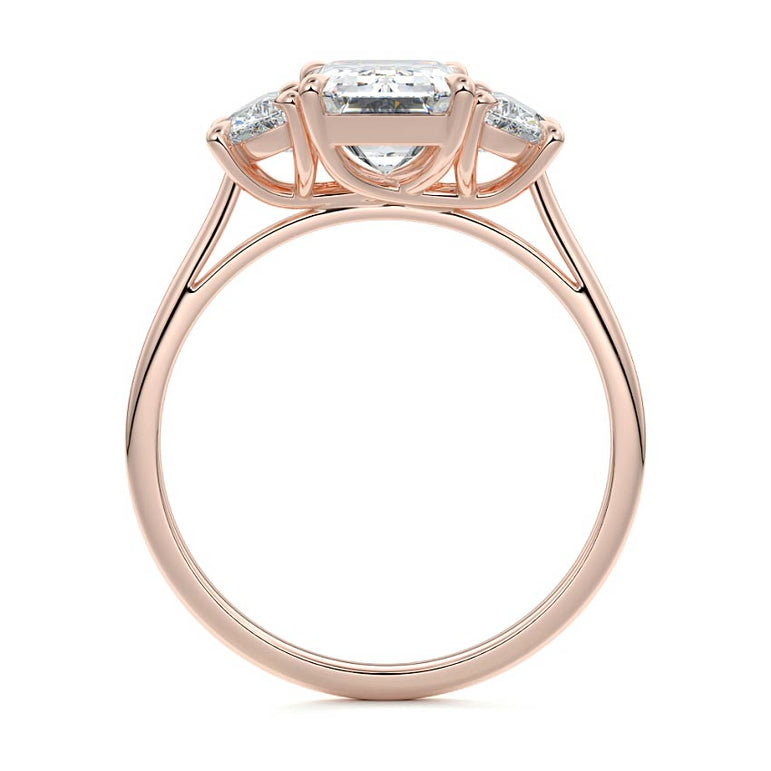 Sadie - Three Stone with Half-Moon Side Stones Setting RG