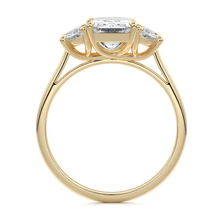 Sadie - Three Stone with Half-Moon Side Stones Setting YG