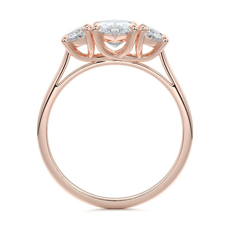 Sadie - Three Stone with Half-Moon Side Stones Setting RG