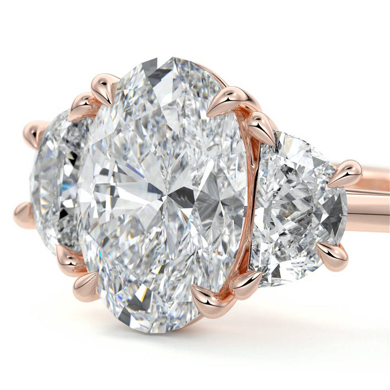 Sadie - Three Stone with Half-Moon Side Stones Setting RG