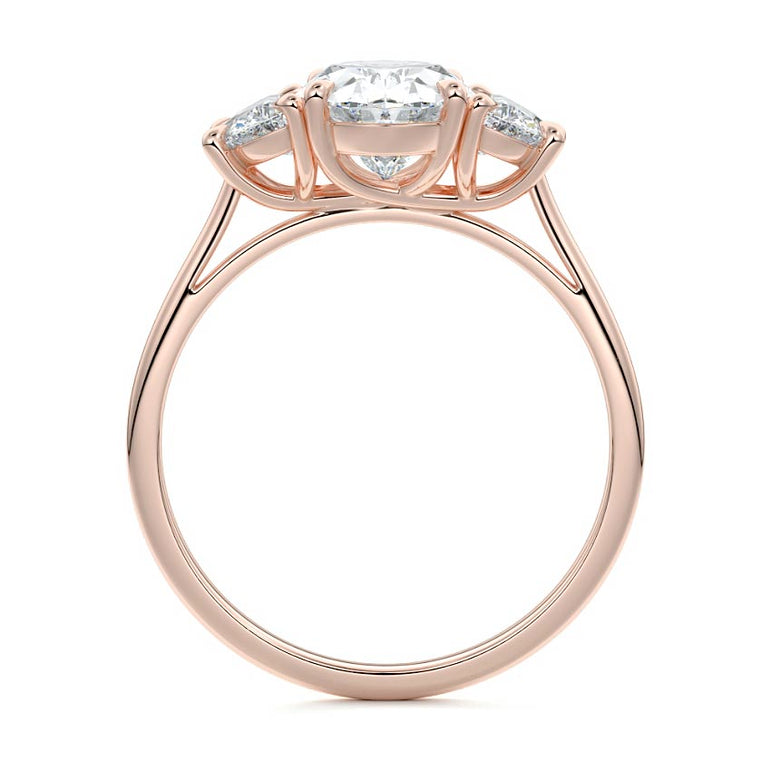Sadie - Three Stone with Half-Moon Side Stones Setting RG