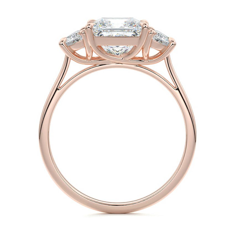 Sadie - Three Stone with Half-Moon Side Stones Setting RG