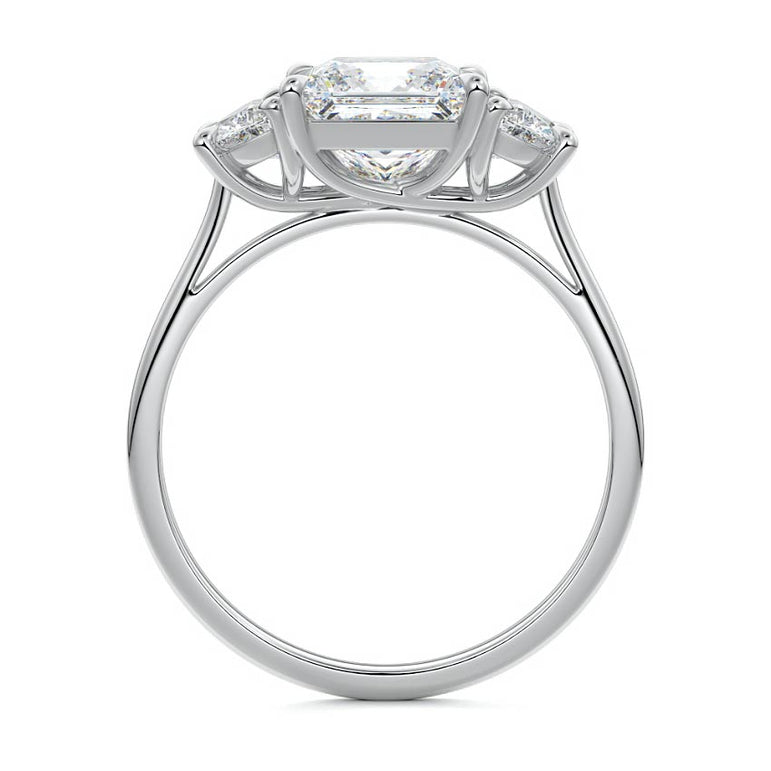 Sadie - Three Stone with Half-Moon Side Stones Setting WG