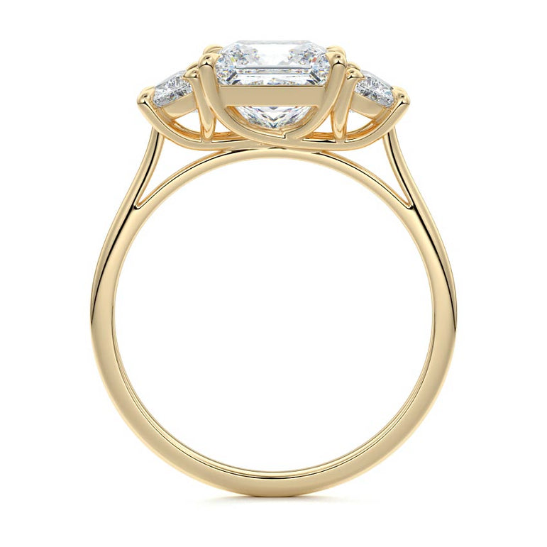 Sadie - Three Stone with Half-Moon Side Stones Setting YG