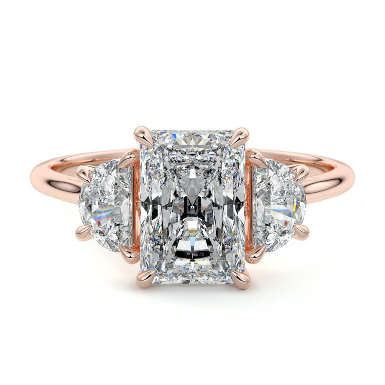 Sadie - Three Stone with Half-Moon Side Stones Setting RG