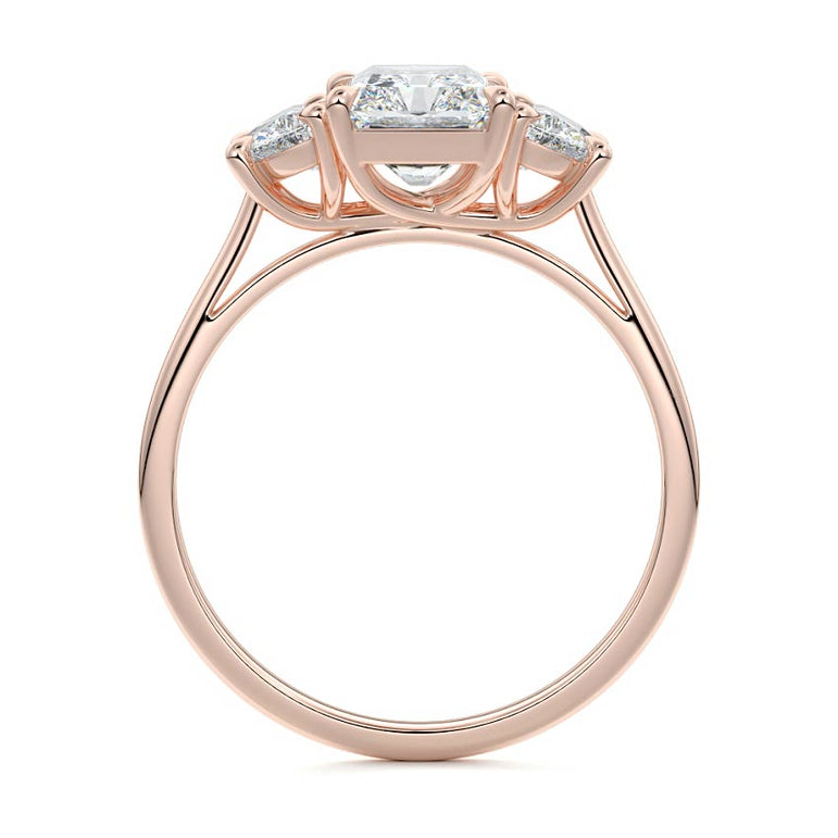 Sadie - Three Stone with Half-Moon Side Stones Setting RG