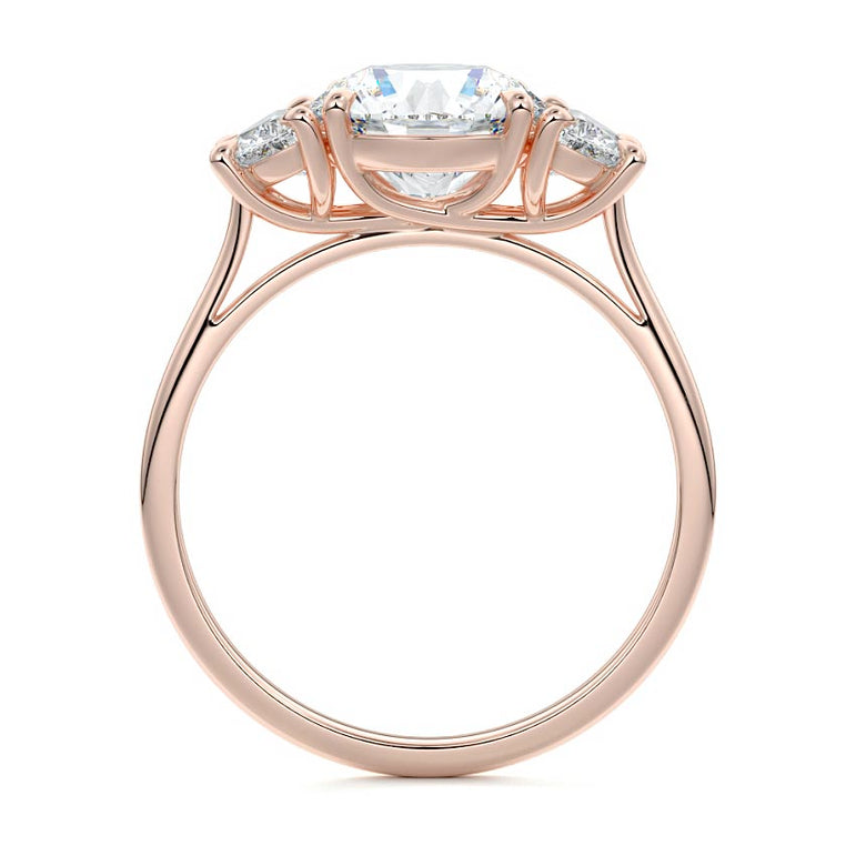 Sadie - Three Stone with Half-Moon Side Stones Setting RG