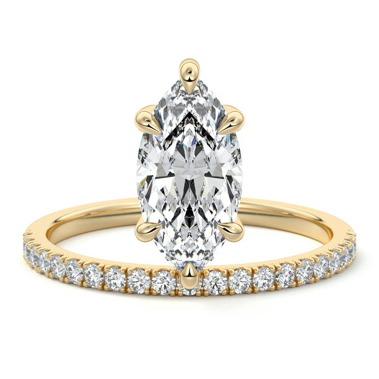 Talia - Pave Setting with Offset Center Stone YG
