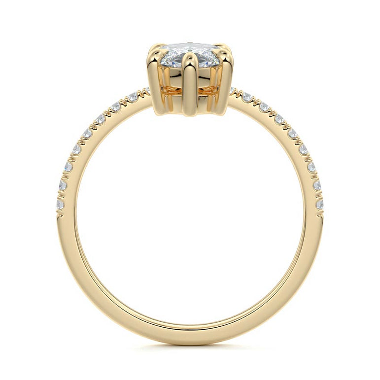 Talia - Pave Setting with Offset Center Stone YG