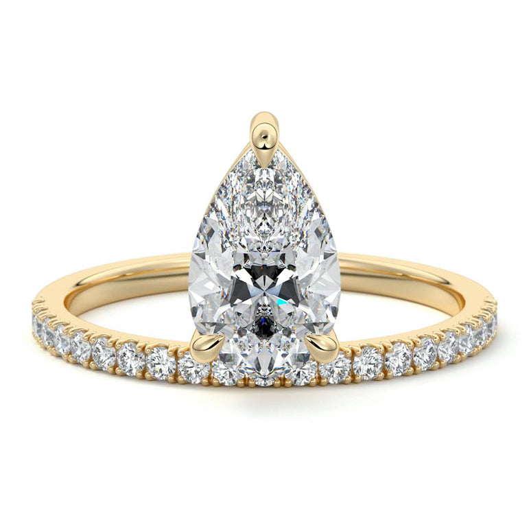 Talia - Pave Setting with Offset Center Stone YG