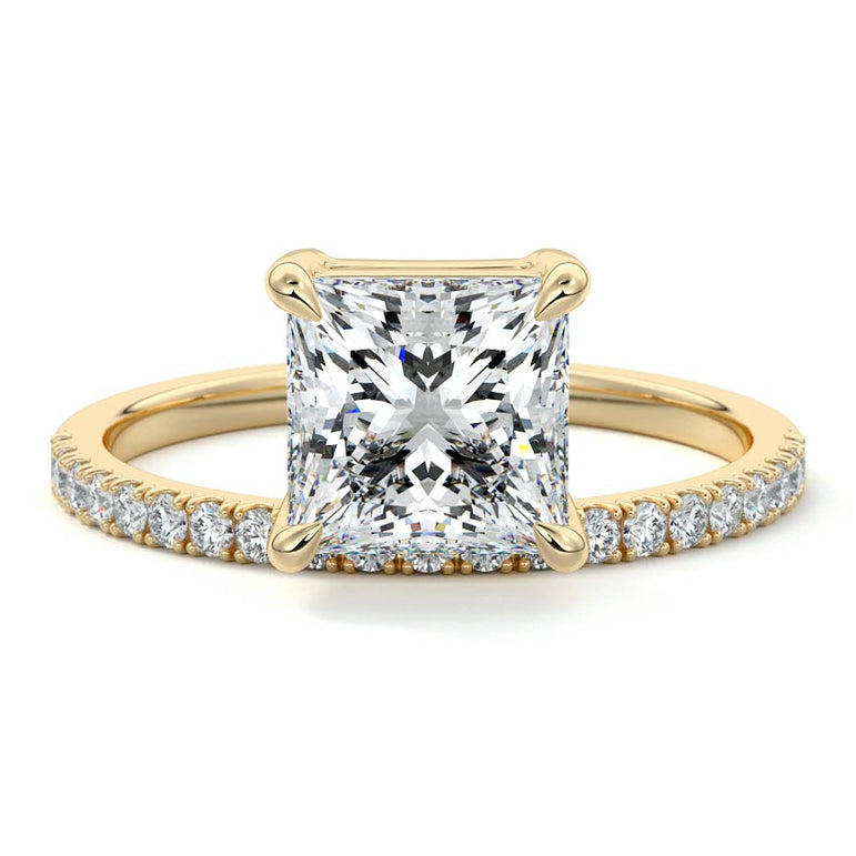 Talia - Pave Setting with Offset Center Stone YG