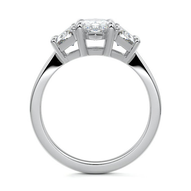 Theresa - Three Stone Setting with Side Trapezoids WG