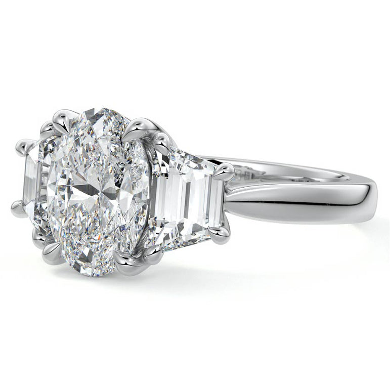 Theresa - Three Stone Setting with Side Trapezoids WG