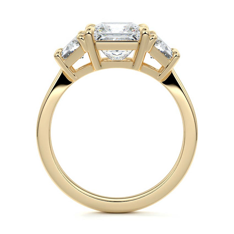 Theresa - Three Stone Setting with Side Trapezoids YG