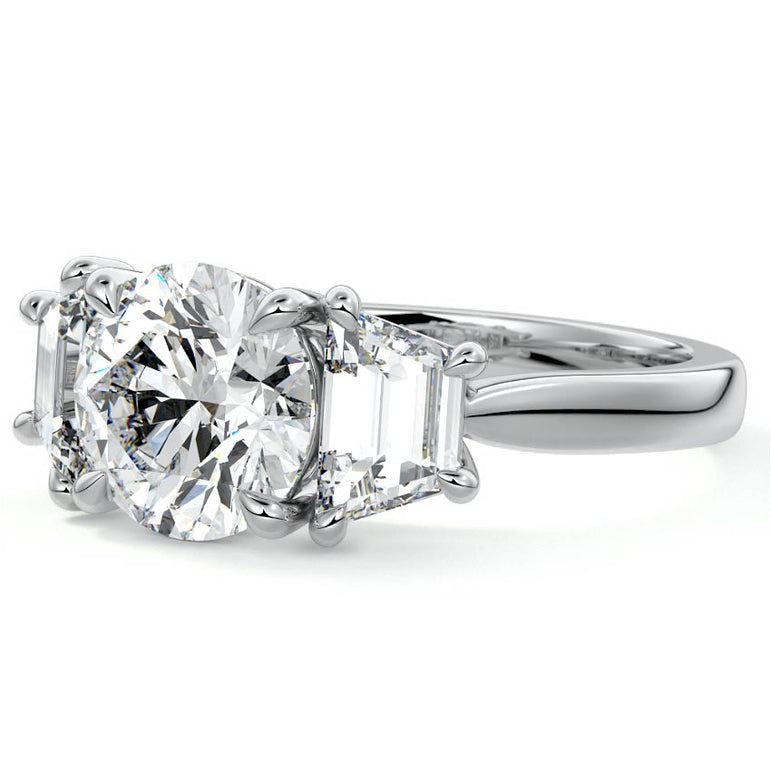 Theresa - Three Stone Setting with Side Trapezoids WG
